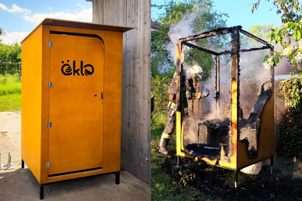 Vandalismus extrem. öKlos sind nicht leicht brennbar.