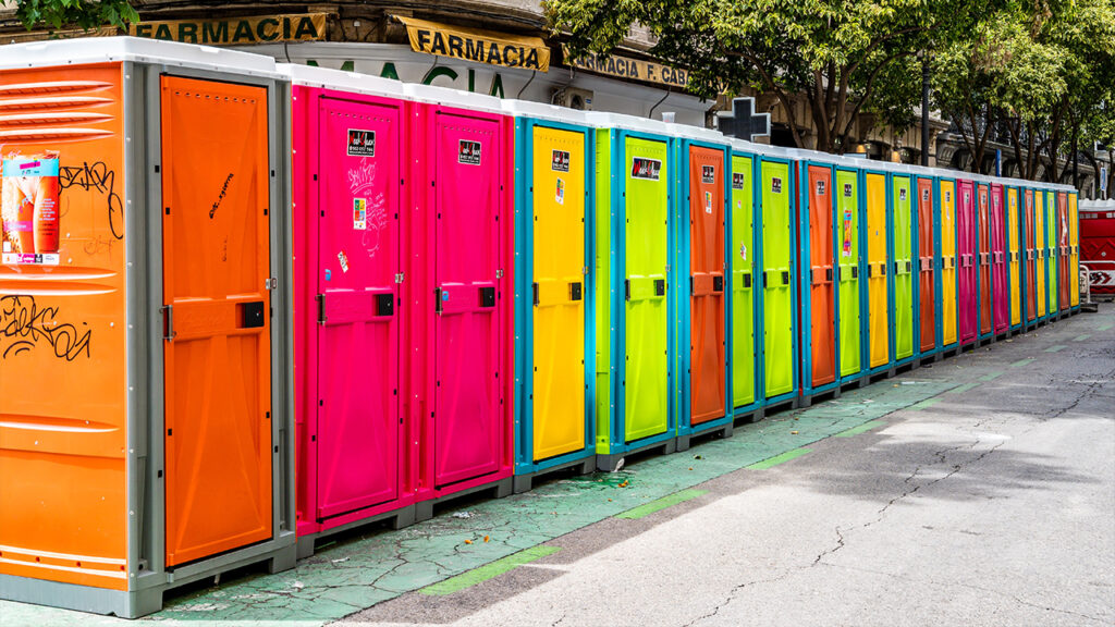 mobile Toiletten neonfarben