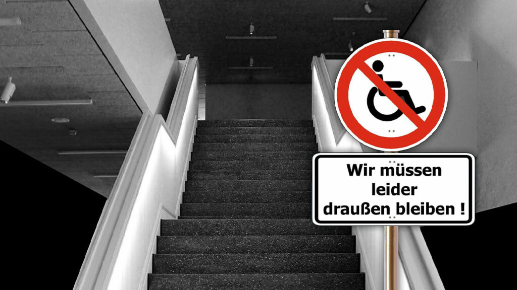 Treppe mit Verbotsschild